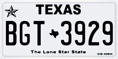 TX license plate BGT3929