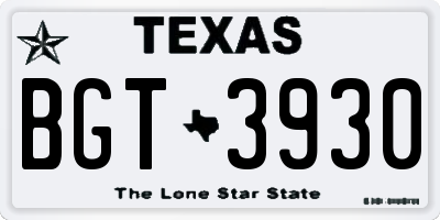 TX license plate BGT3930