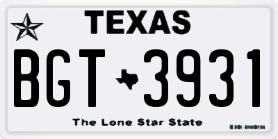 TX license plate BGT3931