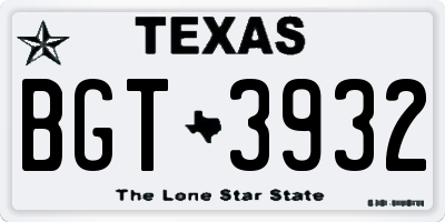 TX license plate BGT3932