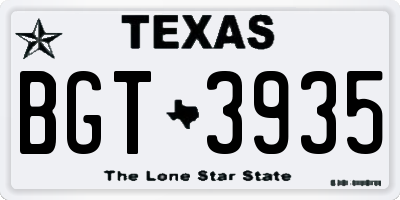 TX license plate BGT3935