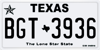 TX license plate BGT3936