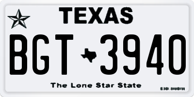 TX license plate BGT3940