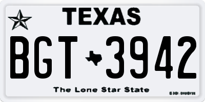 TX license plate BGT3942