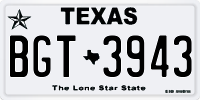 TX license plate BGT3943