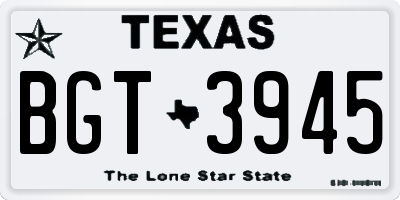 TX license plate BGT3945