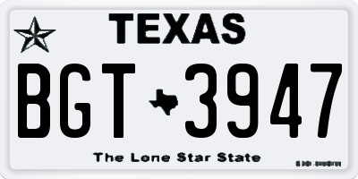 TX license plate BGT3947