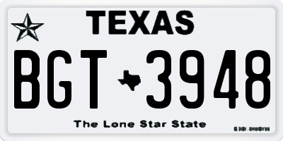 TX license plate BGT3948