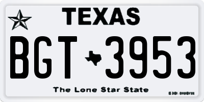 TX license plate BGT3953