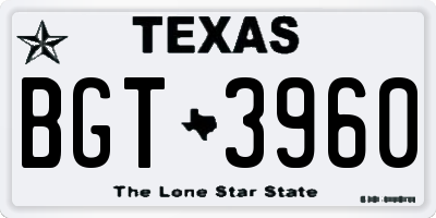 TX license plate BGT3960