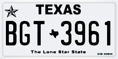 TX license plate BGT3961