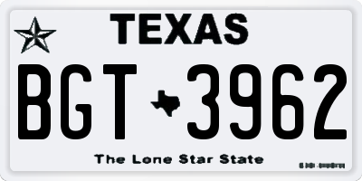 TX license plate BGT3962