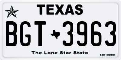 TX license plate BGT3963