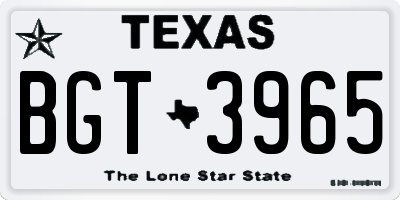 TX license plate BGT3965