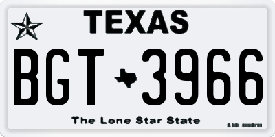 TX license plate BGT3966