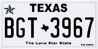 TX license plate BGT3967