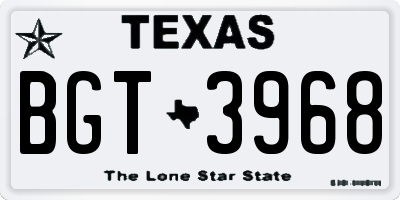 TX license plate BGT3968