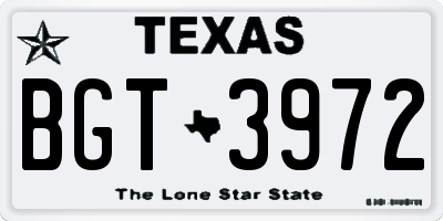 TX license plate BGT3972