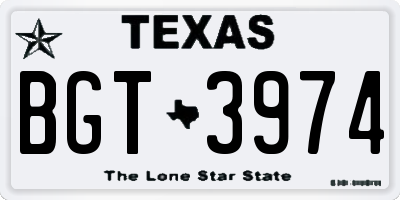 TX license plate BGT3974