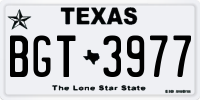 TX license plate BGT3977
