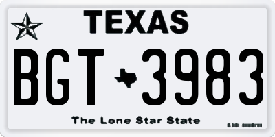 TX license plate BGT3983