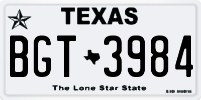 TX license plate BGT3984