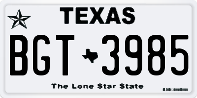 TX license plate BGT3985