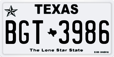 TX license plate BGT3986