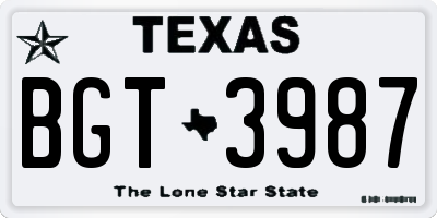 TX license plate BGT3987
