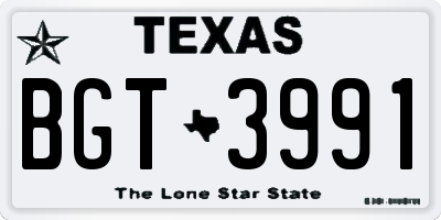 TX license plate BGT3991