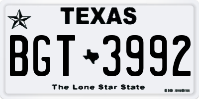 TX license plate BGT3992