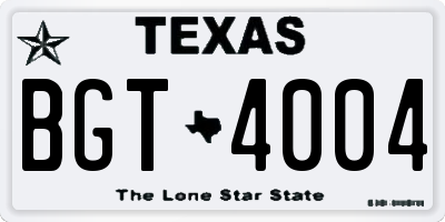 TX license plate BGT4004