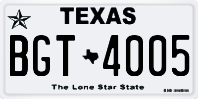 TX license plate BGT4005