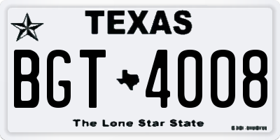 TX license plate BGT4008