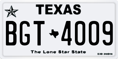 TX license plate BGT4009