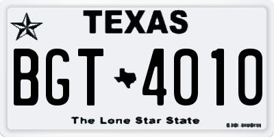 TX license plate BGT4010