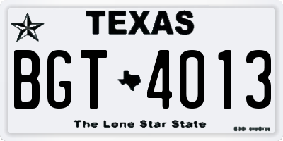 TX license plate BGT4013