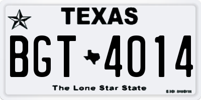 TX license plate BGT4014