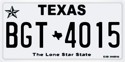 TX license plate BGT4015