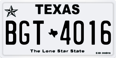 TX license plate BGT4016