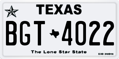 TX license plate BGT4022