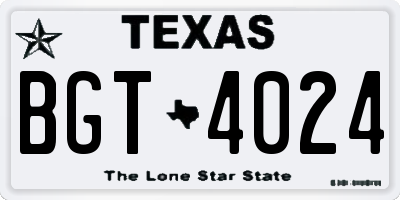 TX license plate BGT4024