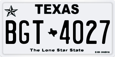 TX license plate BGT4027