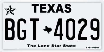 TX license plate BGT4029