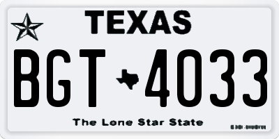 TX license plate BGT4033