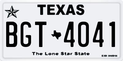 TX license plate BGT4041