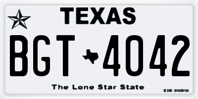 TX license plate BGT4042