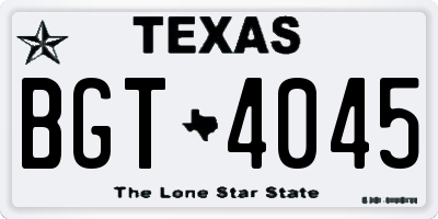 TX license plate BGT4045