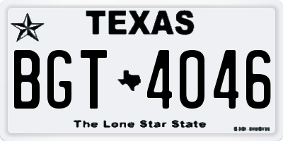 TX license plate BGT4046