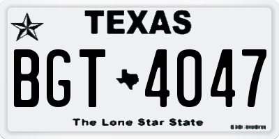 TX license plate BGT4047